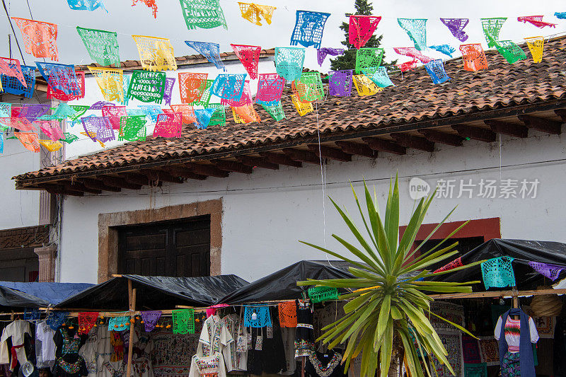 墨西哥Papel Picado-剪纸旗帜，亡灵节，米却肯州